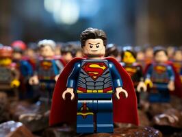 Lego heroes teaming up to save the world AI Generative photo