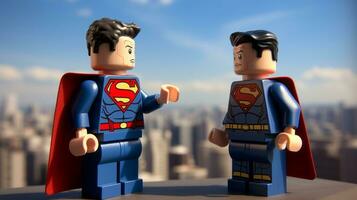 Lego heroes teaming up to save the world AI Generative photo