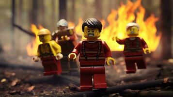 Lego heroes teaming up to save the world AI Generative photo