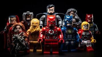 Lego heroes teaming up to save the world AI Generative photo