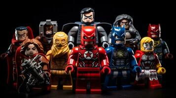 Lego heroes teaming up to save the world AI Generative photo