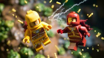 Lego heroes teaming up to save the world AI Generative photo