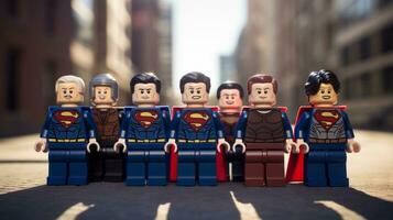 Lego heroes teaming up to save the world AI Generative photo