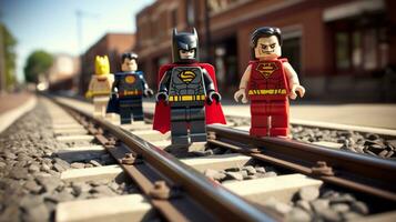 Lego heroes teaming up to save the world AI Generative photo