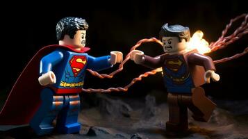 Lego heroes teaming up to save the world AI Generative photo