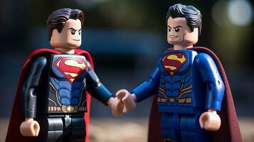 Lego heroes teaming up to save the world AI Generative photo