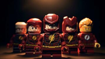 Lego heroes teaming up to save the world AI Generative photo