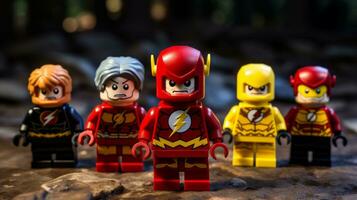 Lego heroes teaming up to save the world AI Generative photo