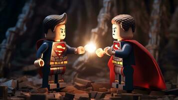 Lego heroes teaming up to save the world AI Generative photo