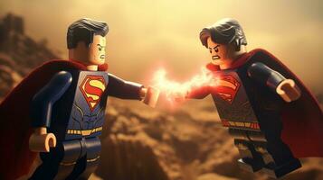 Lego heroes teaming up to save the world AI Generative photo