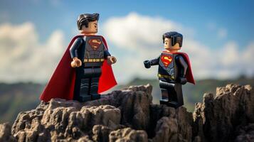 Lego heroes teaming up to save the world AI Generative photo