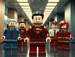 Lego heroes teaming up to save the world AI Generative photo