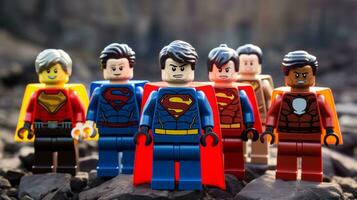 Lego heroes teaming up to save the world AI Generative photo