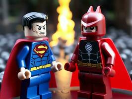 Lego heroes teaming up to save the world AI Generative photo