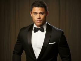 Smiling young man of Mexican descent dressed in an suit AI Generative photo