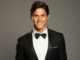 Smiling young man of Mexican descent dressed in an suit AI Generative photo