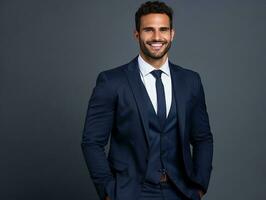 Smiling young man of Mexican descent dressed in an suit AI Generative photo