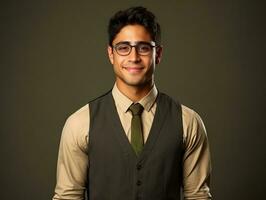 Smiling young man of Mexican descent dressed in an suit AI Generative photo