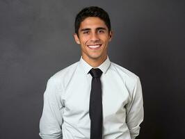 Smiling young man of Mexican descent dressed in an suit AI Generative photo