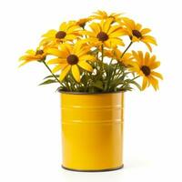 Flowers in pot on white background AI Generative photo