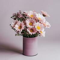 Flowers in pot on white background AI Generative photo