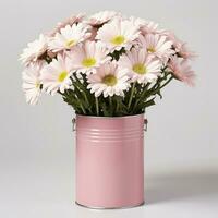 Flowers in pot on white background AI Generative photo