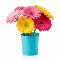 Flowers in pot on white background AI Generative photo