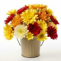 Flowers in pot on white background AI Generative photo