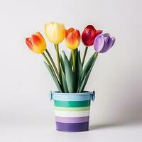 Flowers in pot on white background AI Generative photo