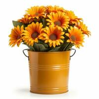Flowers in pot on white background AI Generative photo