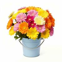 Flowers in pot on white background AI Generative photo