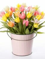 Flowers in pot on white background AI Generative photo