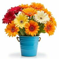 Flowers in pot on white background AI Generative photo