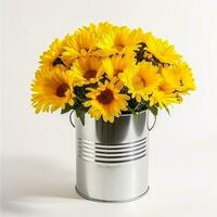 Flowers in pot on white background AI Generative photo