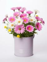 Flowers in pot on white background AI Generative photo