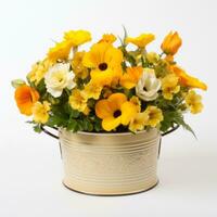 Flowers in pot on white background AI Generative photo