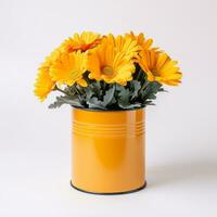 Flowers in pot on white background AI Generative photo