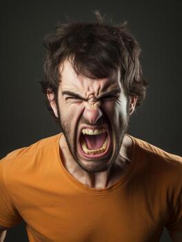 Man of European appearance who appears to be furious AI Generative photo