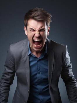 Man of European appearance who appears to be furious AI Generative photo