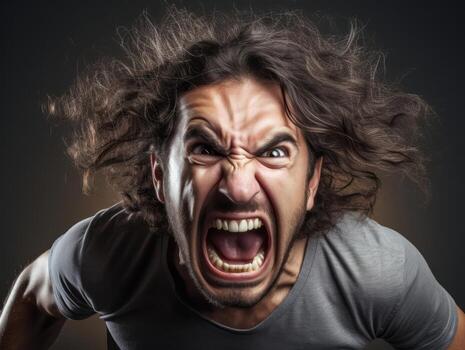 Man of European appearance who appears to be furious AI Generative photo