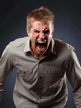 Man of European appearance who appears to be furious AI Generative photo