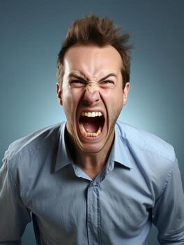 Man of European appearance who appears to be furious AI Generative photo