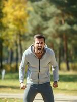 Man of European appearance who appears to be furious AI Generative photo