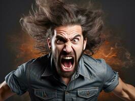 Man of European appearance who appears to be furious AI Generative photo