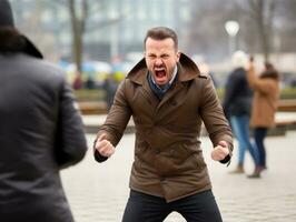 Man of European appearance who appears to be furious AI Generative photo