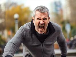 Man of European appearance who appears to be furious AI Generative photo