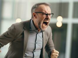 Man of European appearance who appears to be furious AI Generative photo