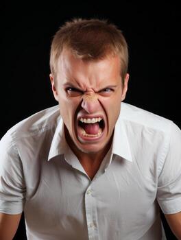 Man of European appearance who appears to be furious AI Generative photo