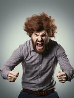 Man of European appearance who appears to be furious AI Generative photo