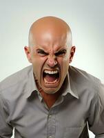 Man of European appearance who appears to be furious AI Generative photo